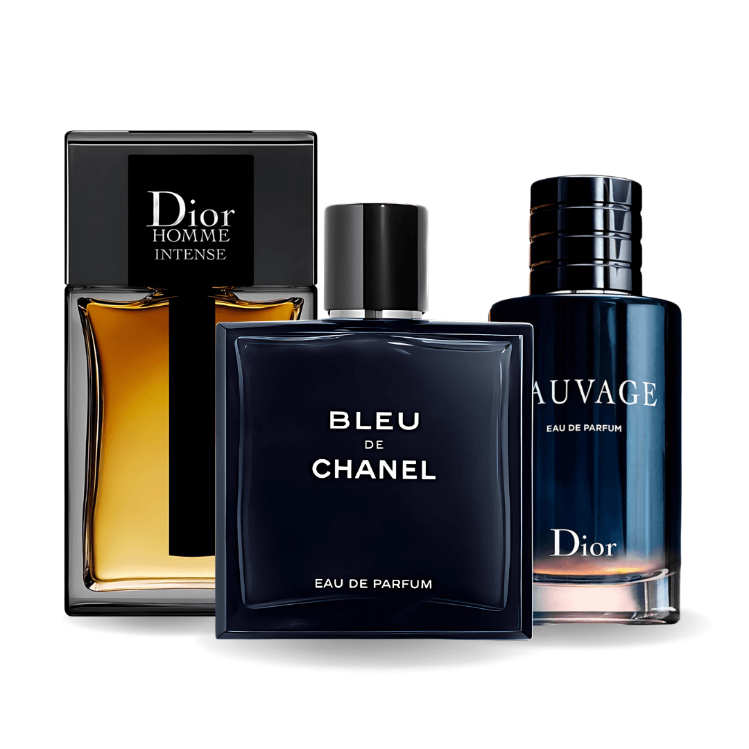 SET DE 3 PARFUMURI SAUVAGE DIOR, BLEU DE CHANEL, DIOR HOMME INTENSE 100ML